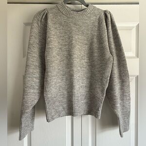 H&M Light Gray Puff-Sleeve Crewneck Sweater